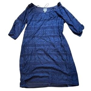 Rabbit Rabbit Rabbit Designs Navy Blue Lace Overlay 3/4 Sleeve Dress XL‎
